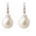 Carolee Pave Hoops w/Pearl Drop Earrings